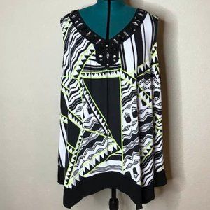 Avenue | Women’s Plus Size Embellished Shark Bite Top | Size 26/28